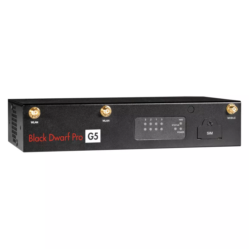 Securepoint Melns Dwarf Pro G5 aparatūras ugunsmūris Galddators 2,83 Gbit/s
