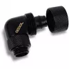 Eiszapfen 16/10mm skrūvējamais savienotājs 90° pagriežams G1/4, melns savienotājs, mīkstajām caurulēm (PVC, silikons, neoprēns)