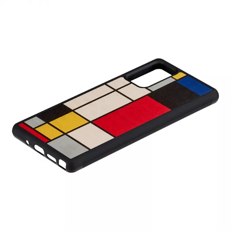 Aizsargājošs koka viedtālruņa maciņš Man and Wood Galaxy Note 20 Mondrian Wood Melns