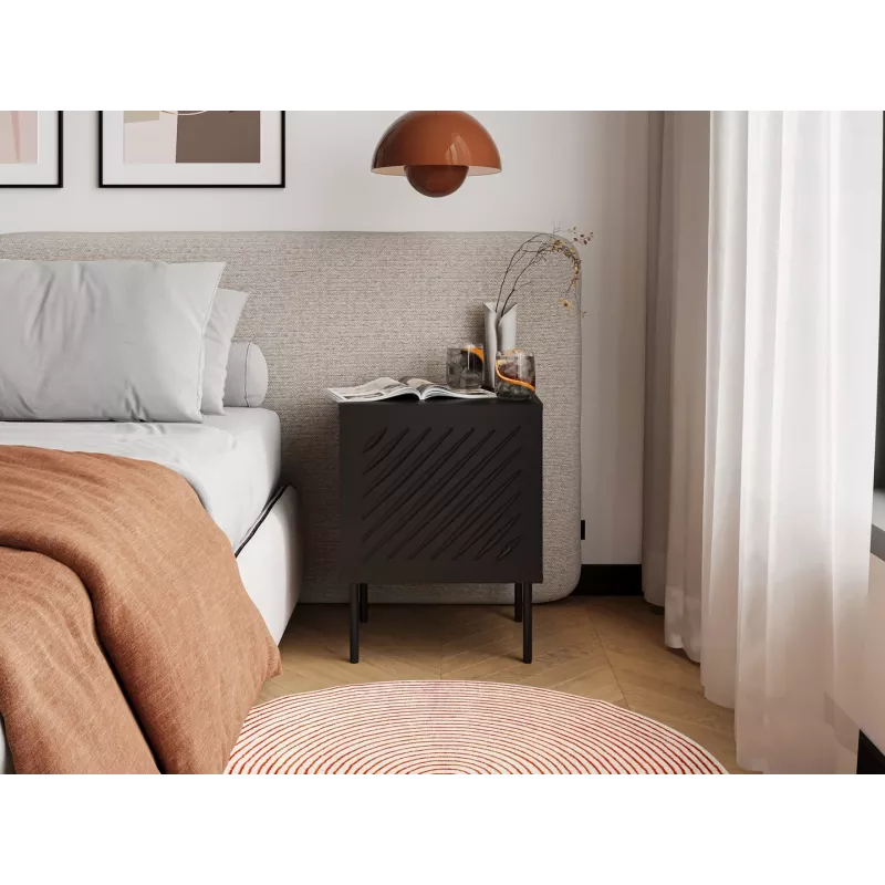 Naktsgaldiņš Cama Meble SIENA, komplektā 2 gab., 44,5×40×59 cm, melns matēts, MDF un kokšķiedru plātne