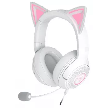 Austiņas Razer Kraken Kitty V2 vadu USB Type-A baltas — apkārtauss, galvas lente, 20–20000 Hz, 2 m kabelis