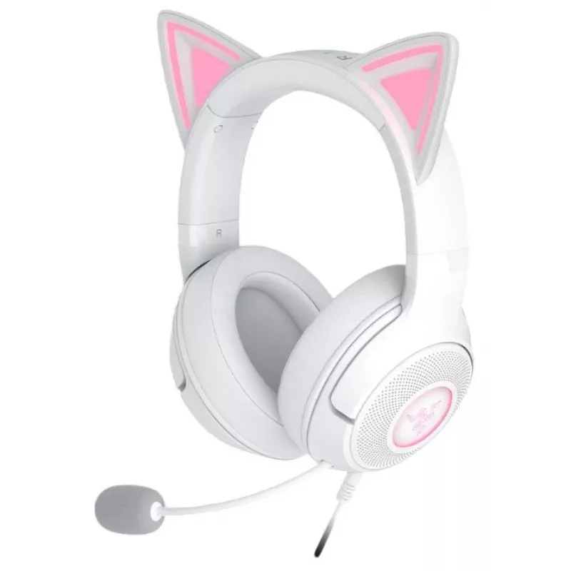 Austiņas Razer Kraken Kitty V2 vadu USB Type-A baltas — apkārtauss, galvas lente, 20–20000 Hz, 2 m kabelis