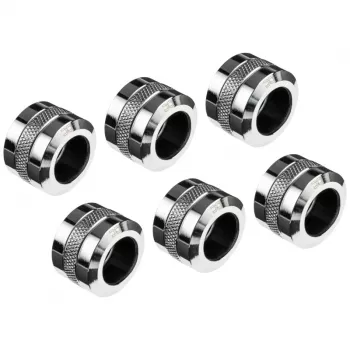 Alphacool Eiszapfen Pro savienotājs 16 mm cietās caurules veidgabals G1/4, 6 gab. iepakojumā - hromēts