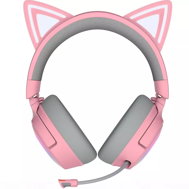 Razer Kraken Kitty V3 Pro - Quartz austiņas, vadu un bezvadu, galvas saite, spēlēm, USB Type-A, Bluetooth, rožu krāsa