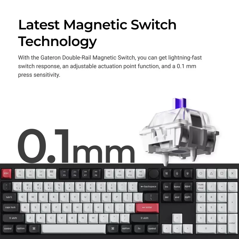 Mehāniskā tastatūra Keychron Q6H-M1 Wireless RGB Carbon Melns