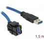 DeLOCK Keystone modulis USB 5 Gb/s tipa-A sievišķais 250° uz tipa-A vīrišķo ar 1,5 m kabeli melns