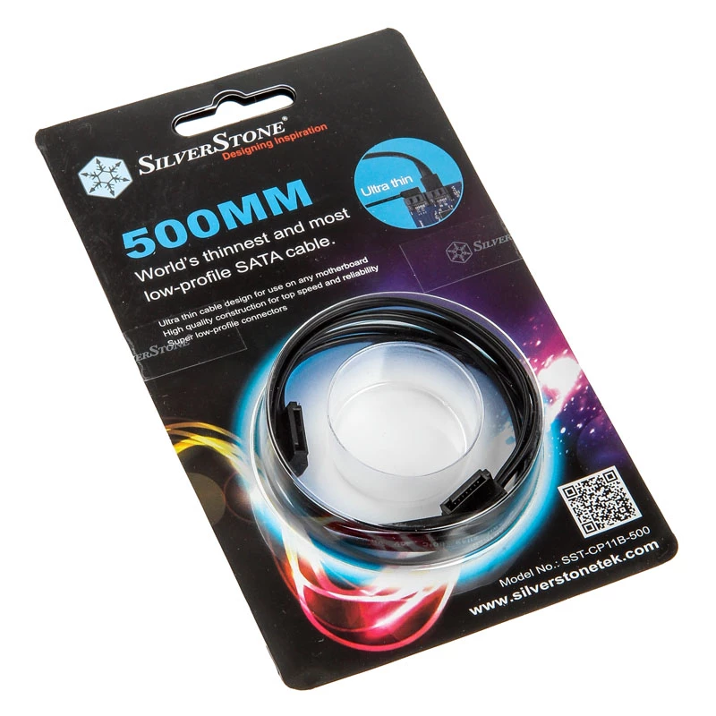 SilverStone SST-CP11B īpaši zema profila SATA kabelis - 50 cm, melns