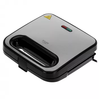 Sendviču automāts Adler AD 3076 — 1000 W kompakts galda sendviču preses, melns/sudrabains