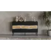 Kumode cama meble INSERTO 3D 143,5×40×80 cm melna ar LED, skaidu plātne, 16 mm rāmis