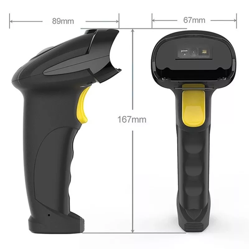 Bezvadu svītrkodu skeneris QOLTEC 50856 — 1D un 2D bezvadu rokas, USB saskarne, ABS korpuss, 170×62×100 mm, 203 g