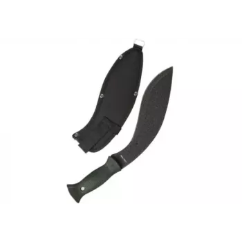 Mačete Mil-Tec kukri 15534000 — nerūsējošā tērauda asmens 255 mm, kopējais garums 375 mm, ABS rokturis, ietver apvalku