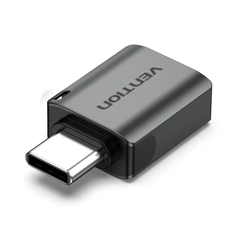 Vention USB-C vīr. uz USB 3.0 siev. OTG adapteris, pelēks, alumīnija sakausējums