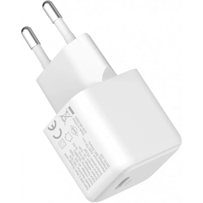 USB‑C sienas lādētājs YENKEE YAC G20 20W 3A Power Delivery