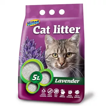 Salipošs bentonīta kaķu pakaišu maisījums Hilton Lavender 5 L — Bentonīts, aromatizēts ar lavandu, ātri uzsūcošs