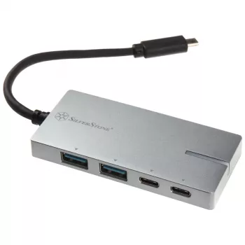 USB 3.1-C adapteris SILVERSTONE SST-EP09C — USB-C uz USB-A savienojamība, sudraba apdare
