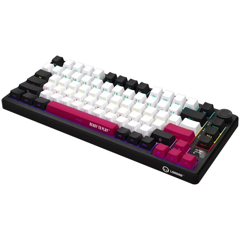 Mehāniskā spēļu tastatūra LORGAR KBP7075W — bezvadu, Melna, Red slēdži, EN izkārtojums