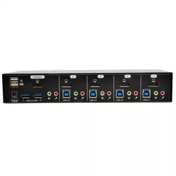 EATON TRIPPLITE 4 portu DisplayPort KVM slēdzis ar audio kabeļiem un USB 3.0 SuperSpeed centrmezglu (B004-DPUA4-K)