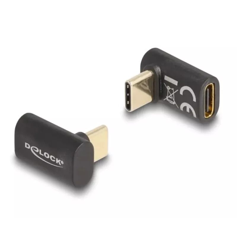 DeLOCK adapteris USB 40 Gbps USB Type-C PD 3.0 100 W vīrišķais uz sievišķo leņķveida 8K 60 Hz