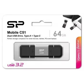 USB zibatmiņa Silicon Power 64 GB USB Type-A USB Type-C SP064GBUC3C51V1S