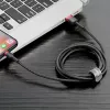 USB-A–Lightning kabelis Baseus Cafule 2.4A QC 3.0, 1 m — melns/sarkans