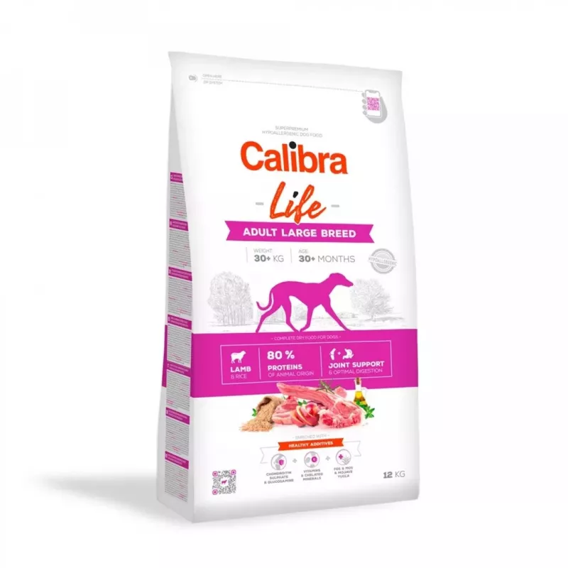 Sausā suņu barība Calibra Life Adult Large Breed Lamb 12 kg — 25–45 kg, 25% proteīna, 14% tauku