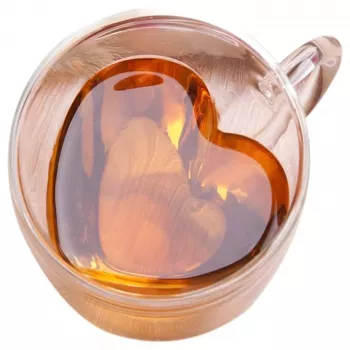 Extralink Home sirds formas mīlestības krūze, divslāņu karstumizturīga stikla krūze 250ml