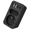 Strāvas sadalītājs MACLEAN MCE249 F/B — 2 maiņstrāvas ligzdas (16A + 6A) ar 2×USB-A un 2×USB-C PD 20W, ES spraudnis, melns