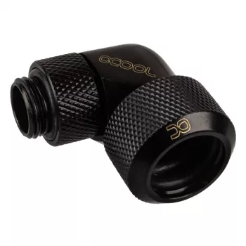 Alphacool Eiszapfen 16mm HardTube pieskrūvējamais stiprinājums 90° rotējams G1/4 - Leņķa kompresijas stiprinājums šķidruma dzesēšanas sistēmai - Dziļi melns