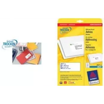 Avery Quick DRY J8173 - adrešu uzlīmes - Balta - 57 x 99,1 mm - 250 gab. (25 lapas x 10) (J8173-25)