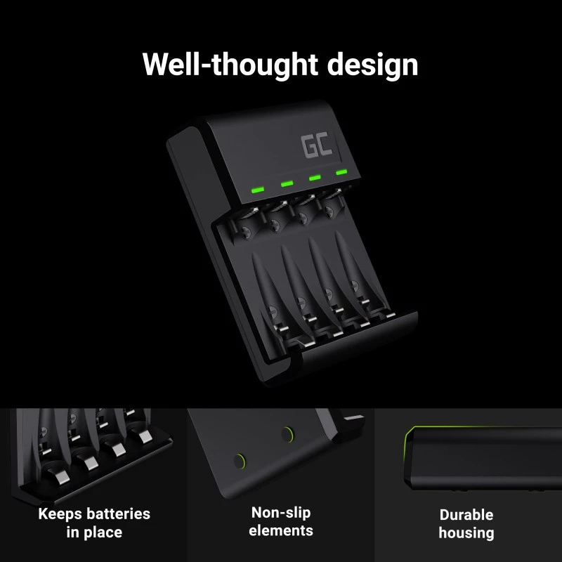 Akumulatora uzlādes ierīce zaļa Cell GC VitalCharger ar 4× AA 2000mAh NiMH baterijām