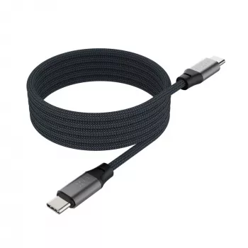 USB-C uz USB-C magnētiskais pītais kabelis FIXED FIXDBM-CC12-GR, USB 2.0, 1,2 m, pelēks