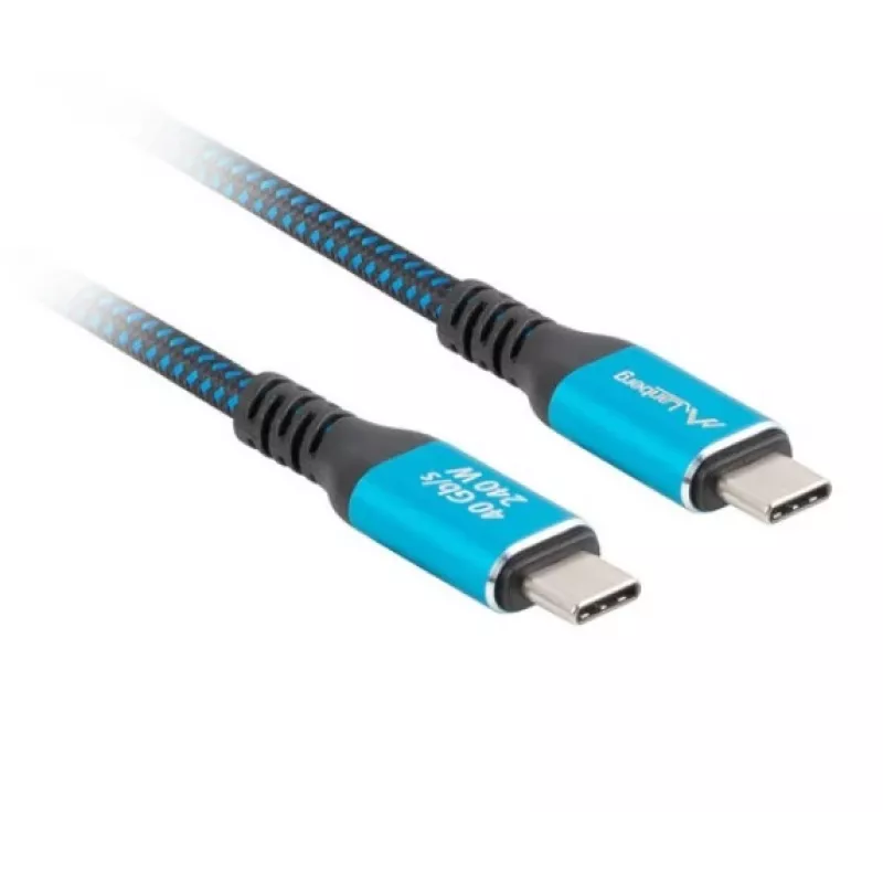 USB-C uz USB-C kabelis LANBERG CA-CMCM-45CU-0020-BK, 240 W PD, 8K@60Hz, 2,0 m