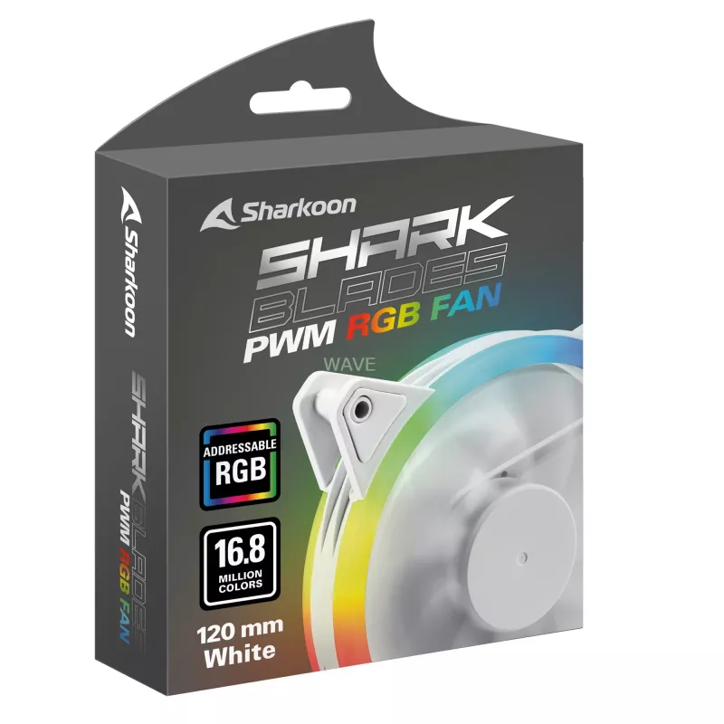 SHARKOON Shark Blades 120mm ARGB PWM korpusa ventilators - balts
