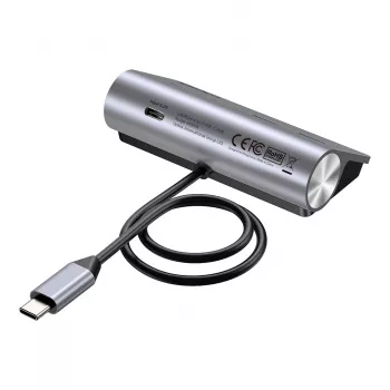 USB centrmezgls Unitek H1337AGY01 — 4 portu (2×USB-C, 2×USB-A), līdz 5 Gbps katram portam, alumīnija, sudraba krāsā