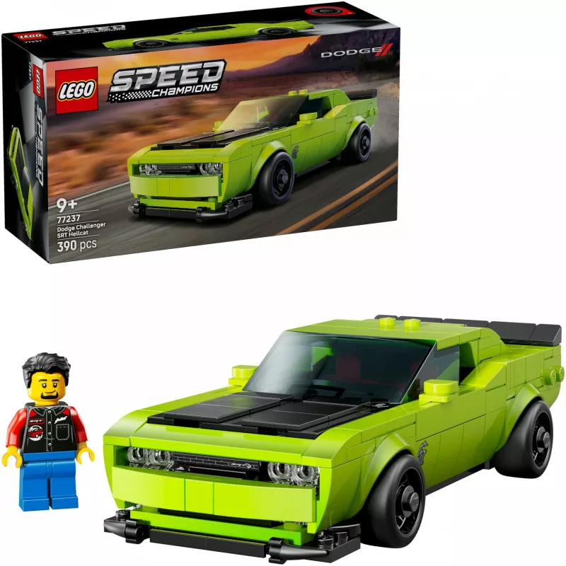 Konstruktora rotaļu auto LEGO Speed Champions Dodge Challenger SRT Hellcat 77237 — 390 detaļas, 1 minifigūra, vecumam 9+