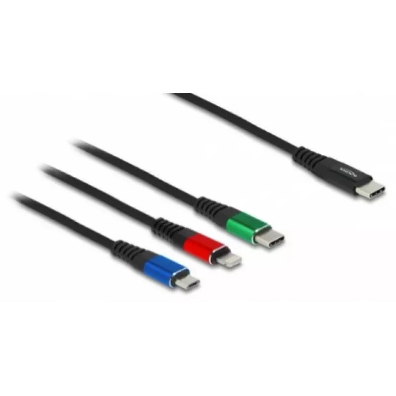 DeLOCK USB lādēšanas kabelis 3 vienā USB Type-C uz Lightning Micro USB 1 m