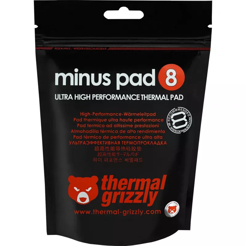 Termopadziņš Thermal Grizzly Minus Pad 8 — 100 x 100 x 3,0 mm, rozā