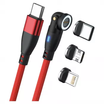 USB kabelis RealPower MagneticCharge 100 1m USB C sarkans ātrai uzlādei