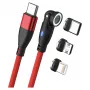 USB kabelis RealPower MagneticCharge 100 1m USB C sarkans ātrai uzlādei