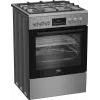 BEKO plīts | FBMA61330GXDT | Plīts virsmas tips Gāzes | Cepeškrāsns tips Elektriskā | Nerūsējošais tērauds | Platums 60 cm | Grilēšana | LED | Dziļums 60 cm | 72 L