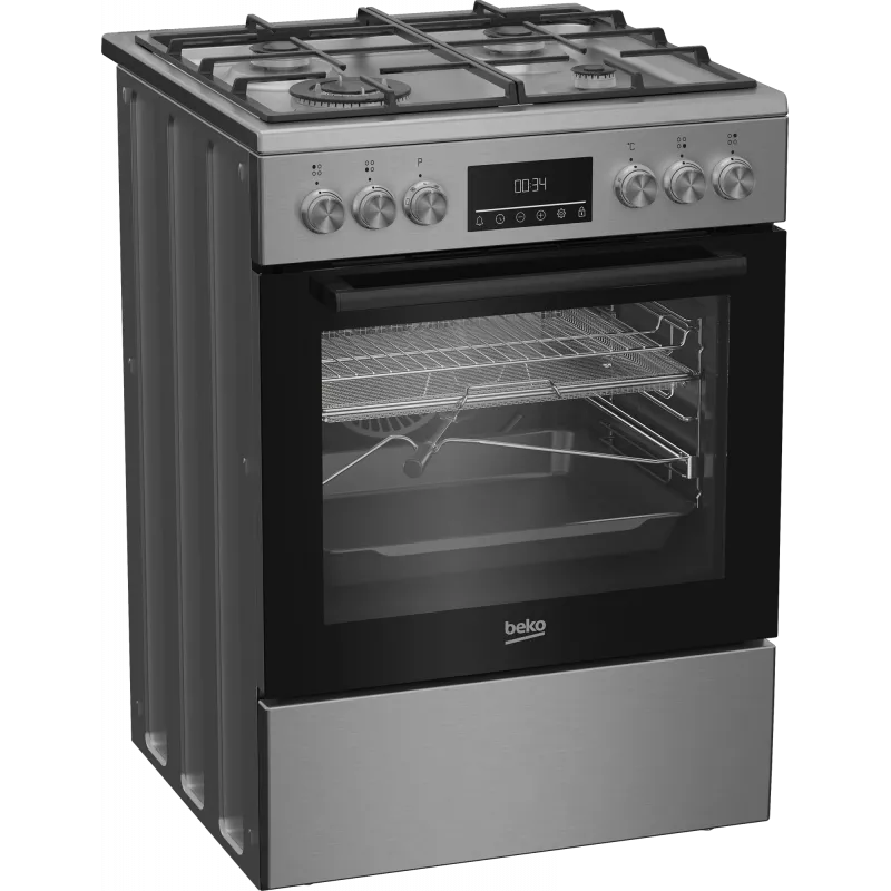 BEKO plīts | FBMA61330GXDT | Plīts virsmas tips Gāzes | Cepeškrāsns tips Elektriskā | Nerūsējošais tērauds | Platums 60 cm | Grilēšana | LED | Dziļums 60 cm | 72 L