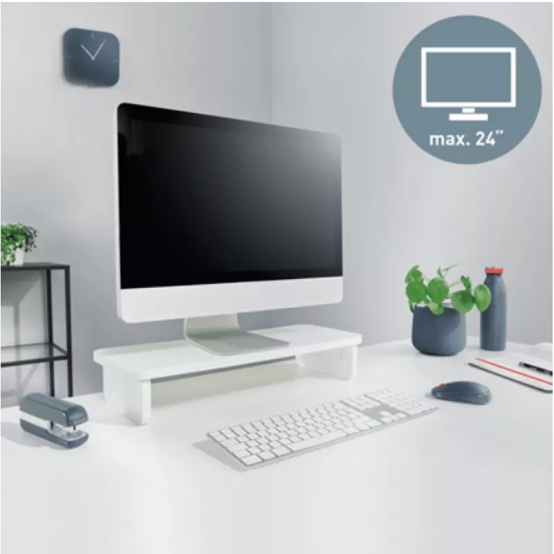 Monitora statīvs LEITZ Freestanding 64340001 — galda statīvs 61 cm (24 collu) ekrāniem, 20 kg ietilpība, regulējams augstums, balts