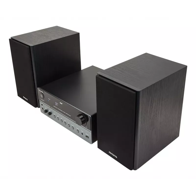 Mājas audio mikrosistēma Aiwa MSBTU-700DAB — 25W RMS, DAB+/FM, Bluetooth 10m, teknes CD, LED displejs, melna/Arktikas zila