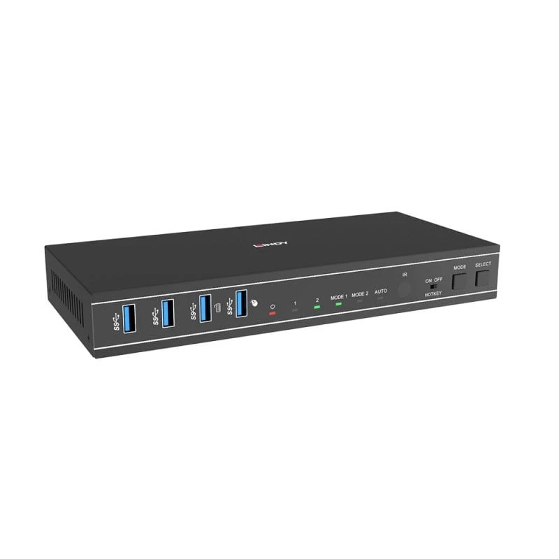 Lindy 2 pieslēgvietu divu galviņu HDMI 4K60, USB 3.0 KVM slēdzis, 4096 x 2160 pikseļi, 4K Ultra HD, melna