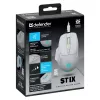 Bezvadu pele DEFENDER Stix GM-009 RF — optiska 3200 DPI, 6 pogas, piemērota abām rokām, USB RF, darbināma ar baterijām, balta
