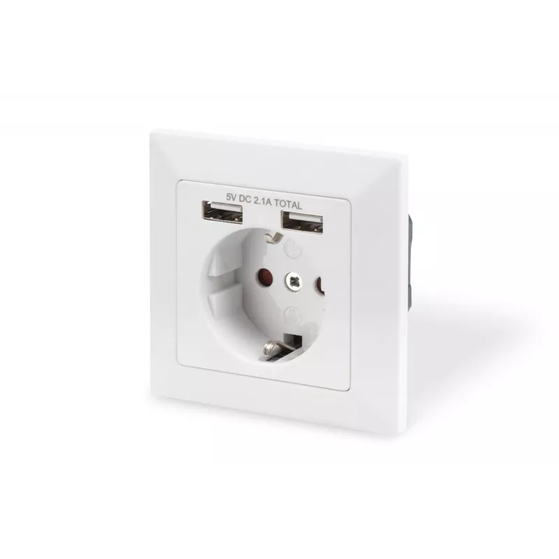 Drošības kontaktligzda iebūvējamai montāžai Digitus DA-70613 ar 2 USB portiem