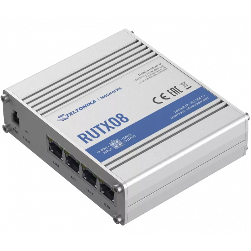 Teltonika RUTX08 vadu maršrutētājs Gigabit Ethernet Nerūsējošais tērauds