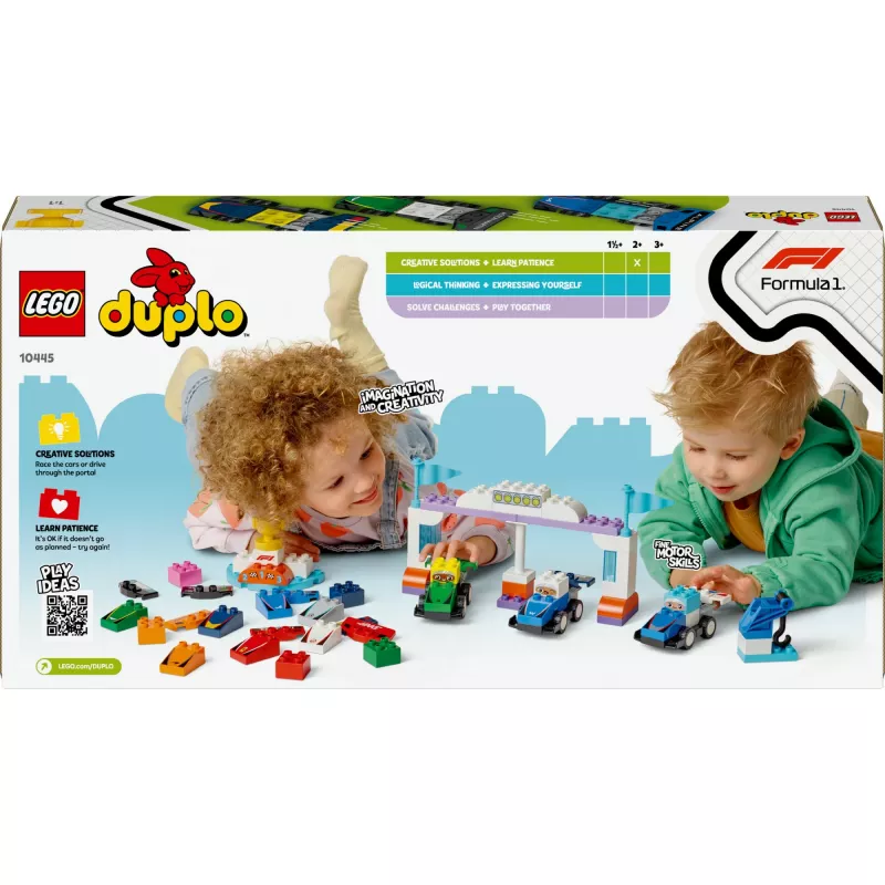 LEGO DUPLO 10445 F1 komandas sacīkšu mašīnas un piloti