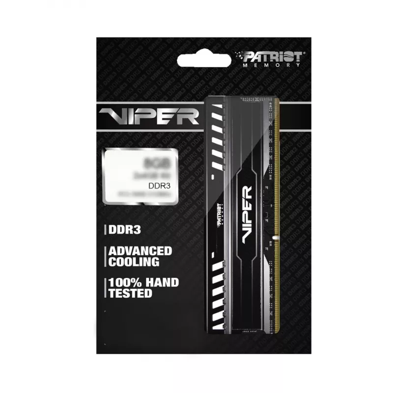 Patriot Viper 3 Black Mamba PV38G160C9K operatīvā atmiņa 8 GB (2x 4 GB) DDR3 1600 MHz CL9 DIMM, melna