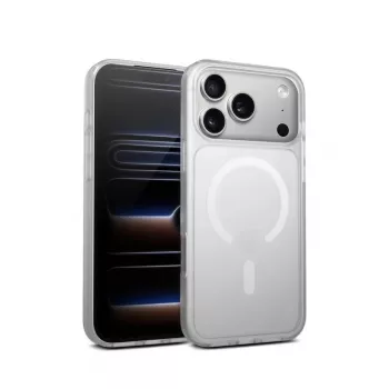 Crong Hybrid Matte Magnetic MagSafe maciņš iPhone 17 Pro — caurspīdīgi balts, PC+TPU